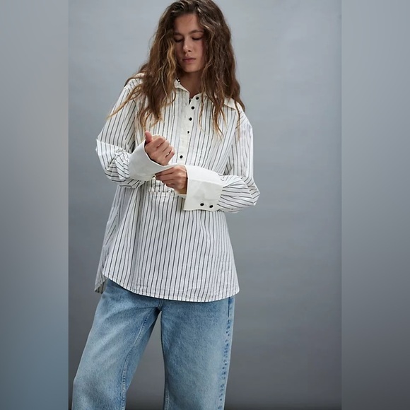 Free People Tops - Free People - We The Free After Hours Black And White Stripe Blouse Size Small